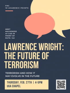 Lawrence Wright, "The Future of Terrorism" poster